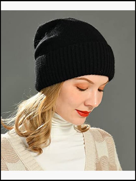 Slouchy Beanie Hat for Women Lightweight Cashmere Wool Blend Knit Hat Soft Warm main image 7